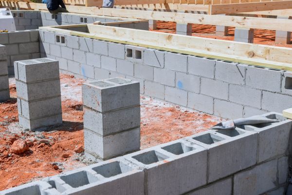Cement Block Installation in Mason